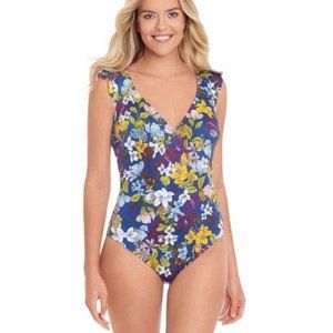 Beach Betty by Miracle Brands Slimming Control Ruffle Sleeve One Piece Swimsuit